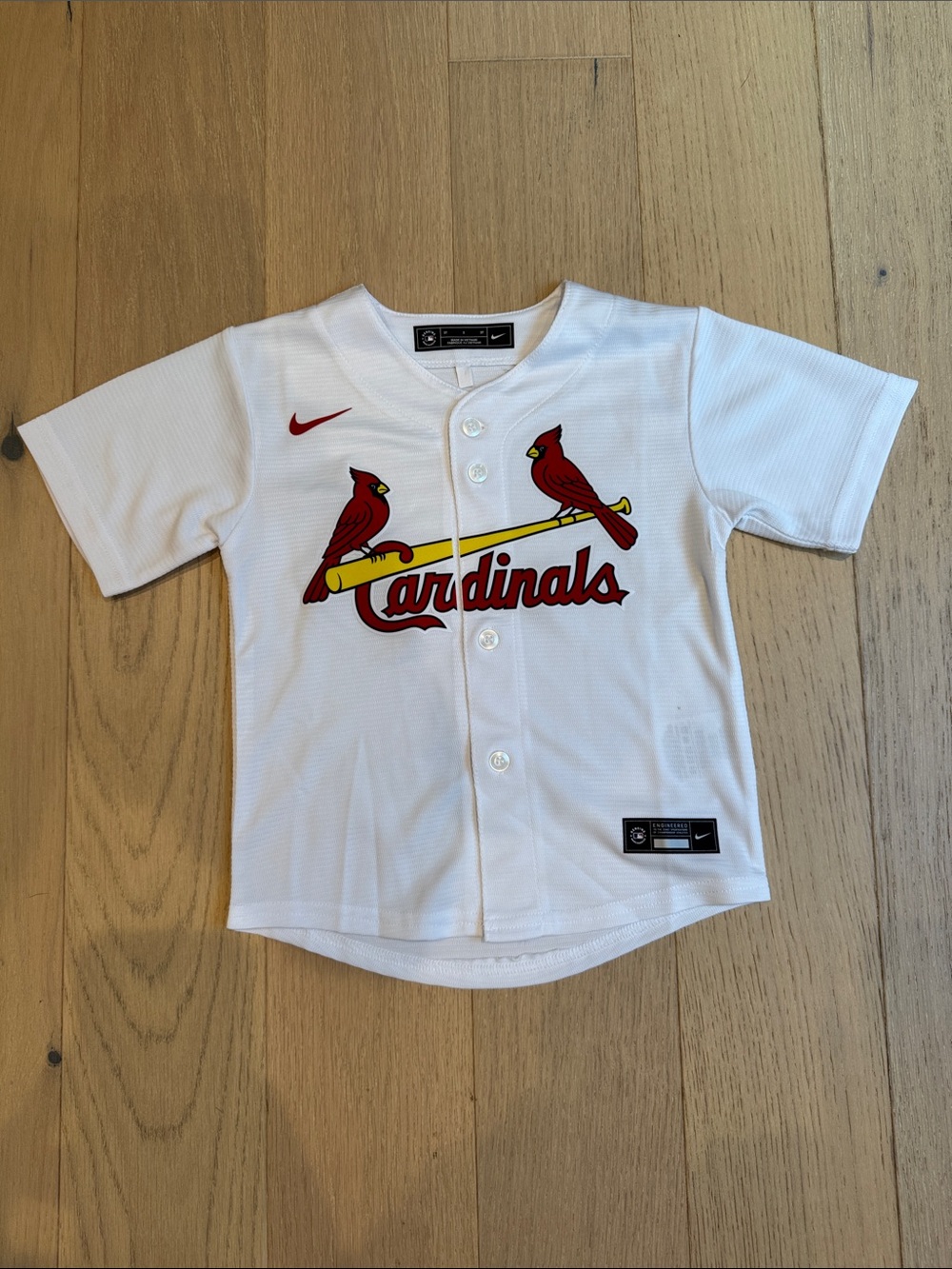 Nike White Kids Cardinals Button-Front Baseball Jersey